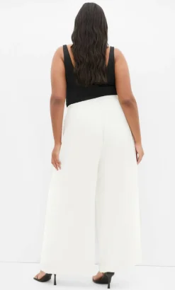Abbie Fully Lined Wide Leg Pant - ivory
