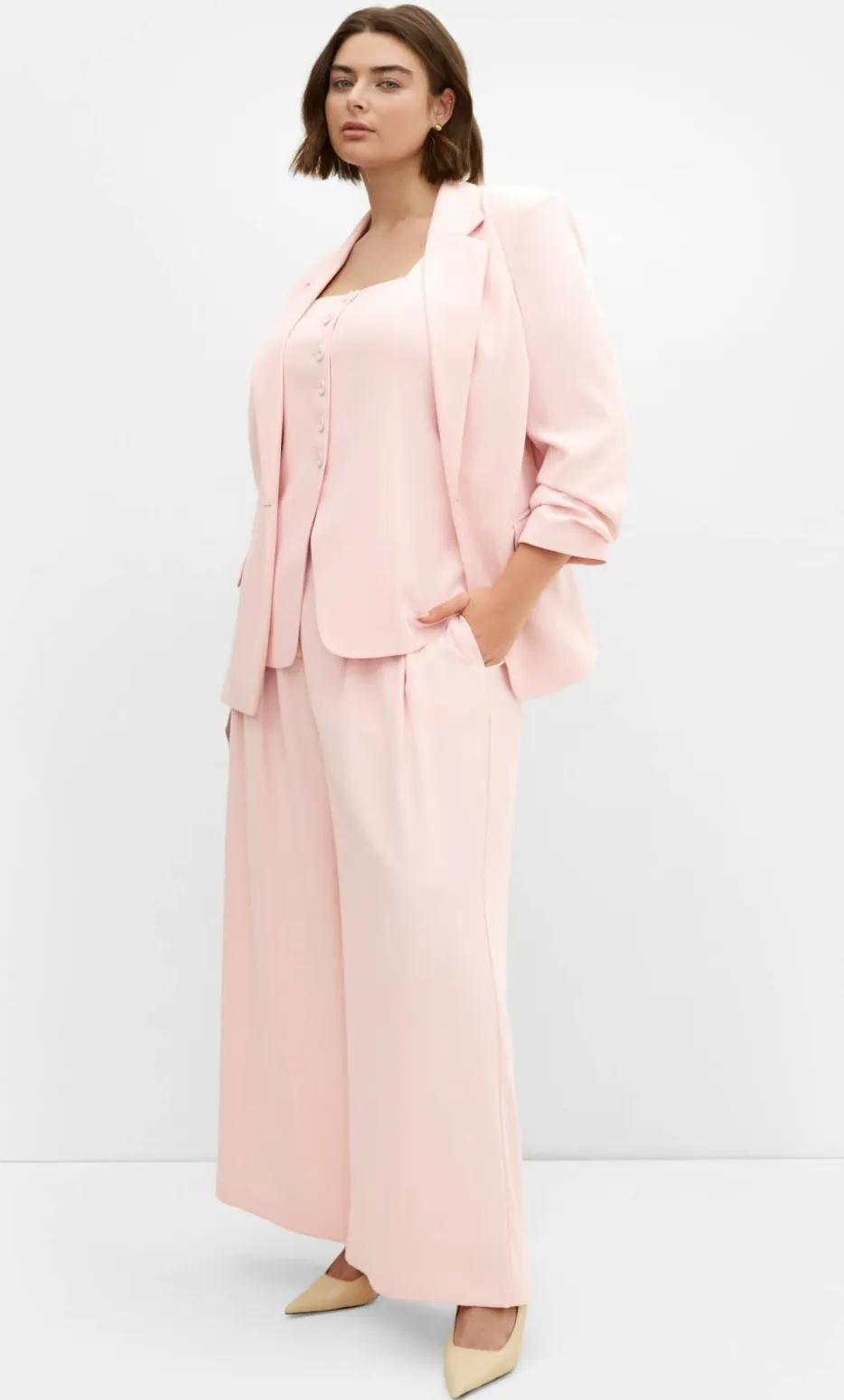 Abbie Fully Lined Wide Leg Pant - baby pink