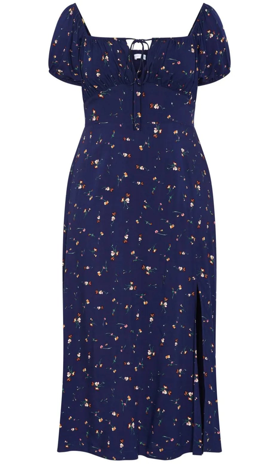 Abbie Short Sleeve Ditsy Print Maxi Dress - navy