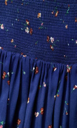 Abbie Short Sleeve Ditsy Print Maxi Dress - navy