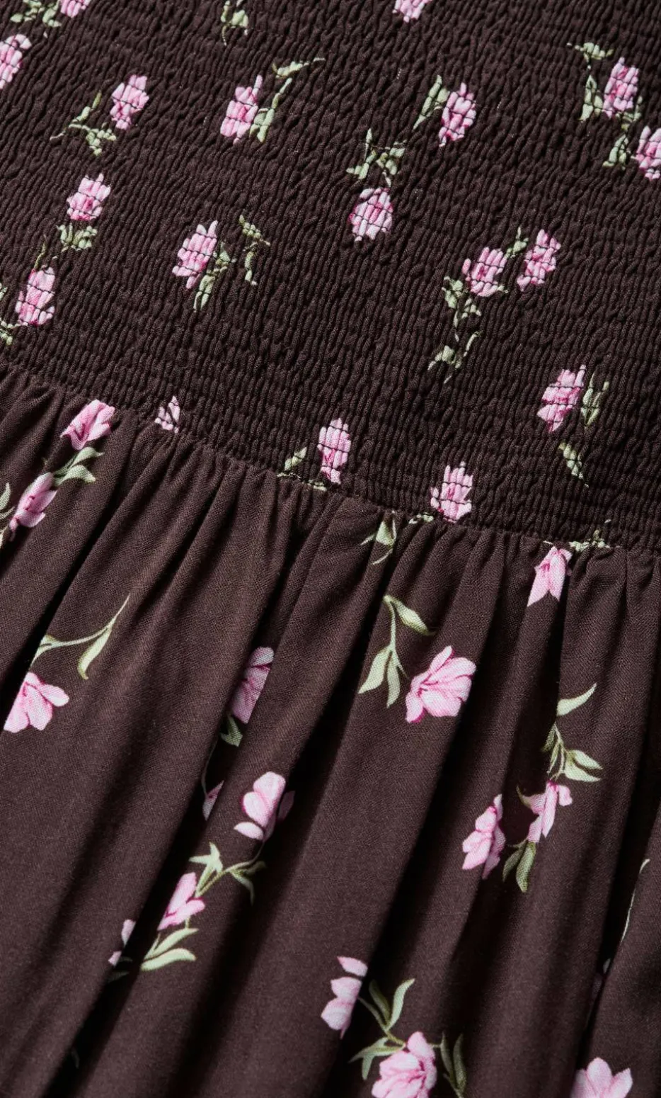 Abbie Short Sleeve Field Print Maxi Dress - chocolate