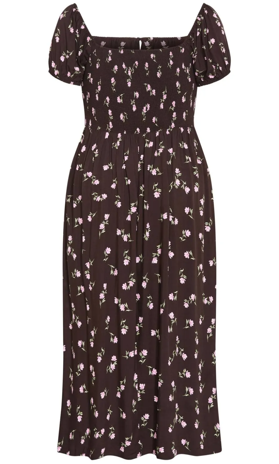 Abbie Short Sleeve Field Print Maxi Dress - chocolate