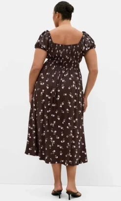 Abbie Short Sleeve Field Print Maxi Dress - chocolate