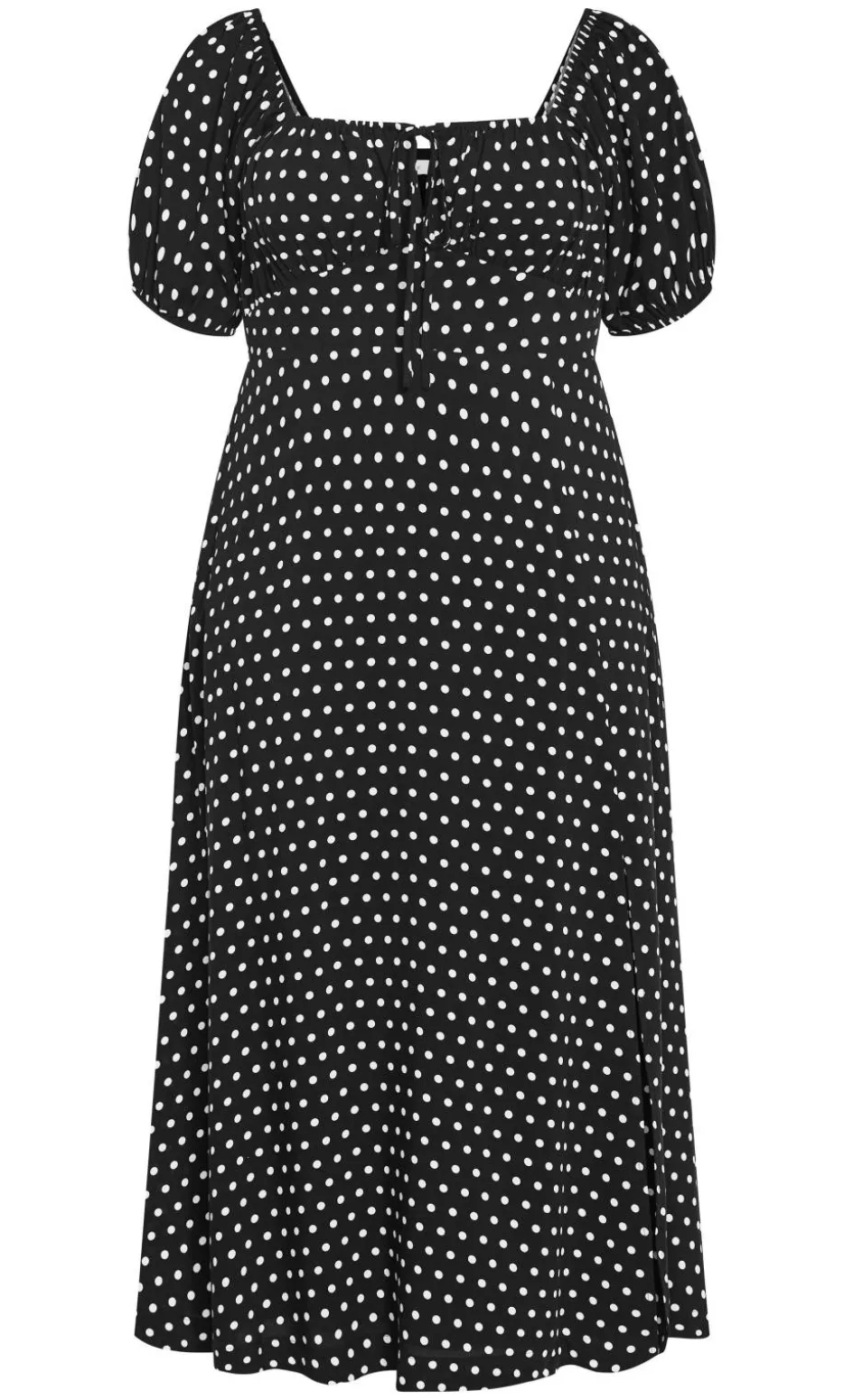 Abbie Short Sleeve Spot Print Maxi Dress - black