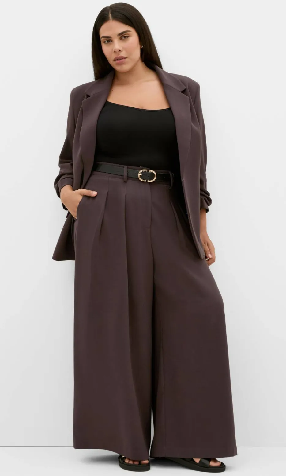 Abbie Wide Leg Pant - chocolate
