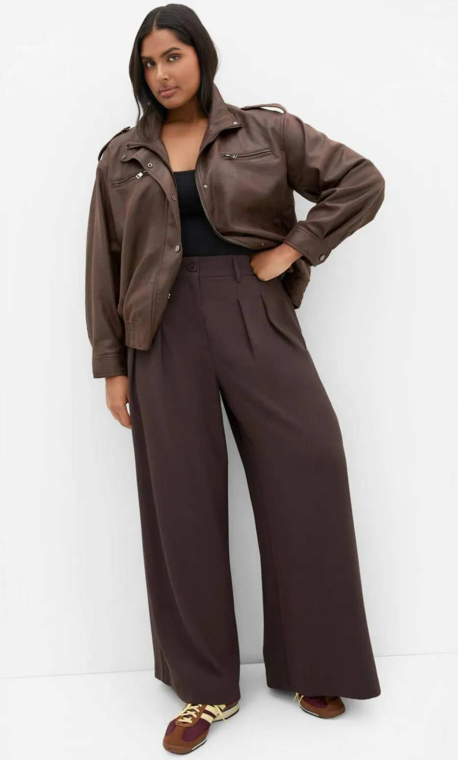 Abbie Wide Leg Pant - chocolate