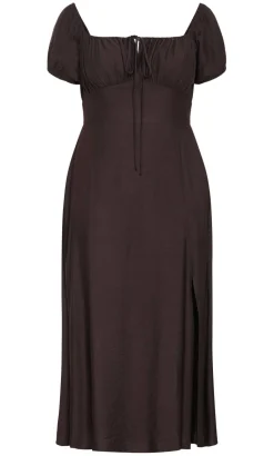 Abbigail Split Maxi Dress - chocolate