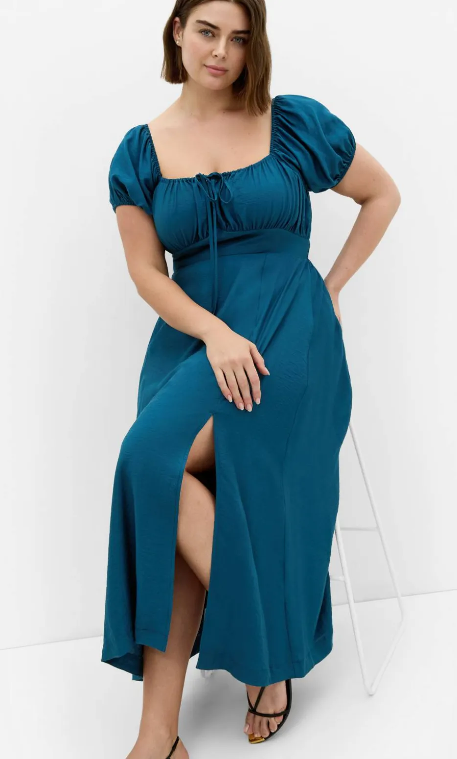 Abbigail Split Maxi Dress - petrol