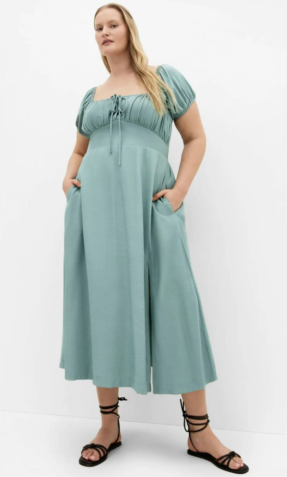 Abbigail Split Maxi Dress - soft sage