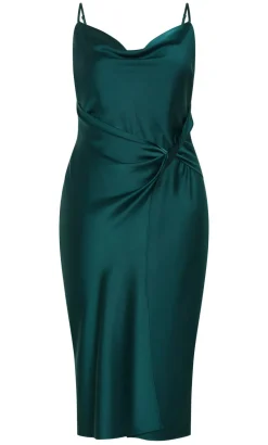 Adelina Twist Slip Dress - emerald