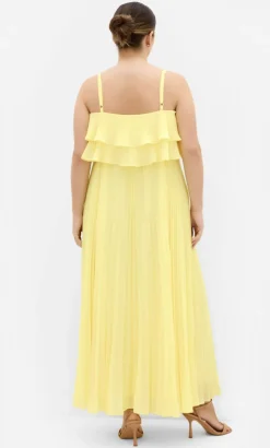 Aida Ruffle Pleat Maxi Dress - lemon zest