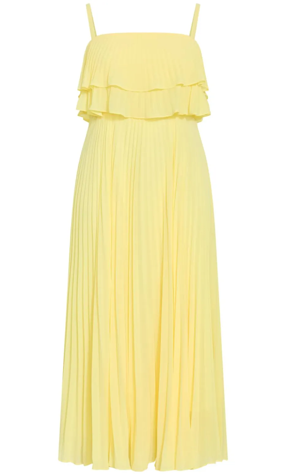 Aida Ruffle Pleat Maxi Dress - lemon zest