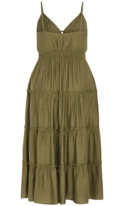 Aiza Tier Maxi Dress - khaki