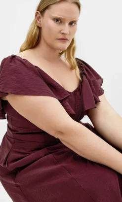 Alisia Tie-Back Midi Dress - dark cherry