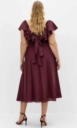 Alisia Tie-Back Midi Dress - dark cherry