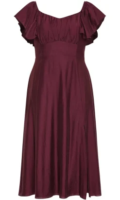 Alisia Tie-Back Midi Dress - dark cherry