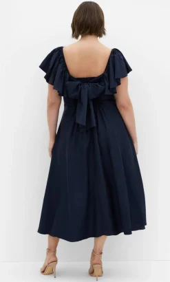 Alisia Tie-Back Midi Dress - french navy