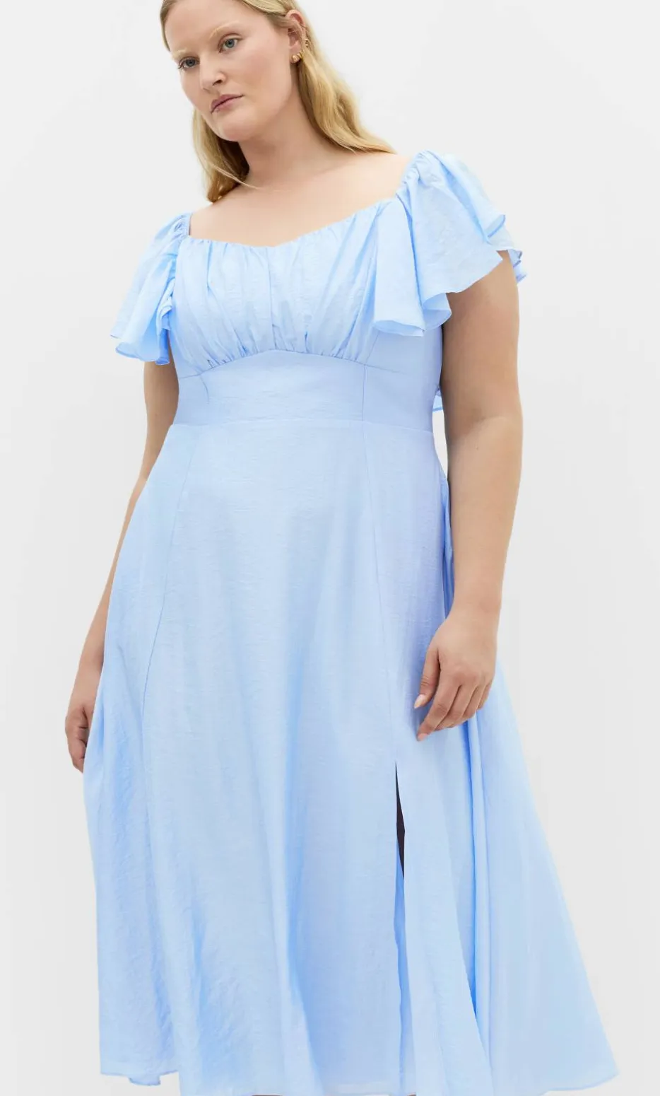 Alisia Tie-Back Midi Dress - sky blue