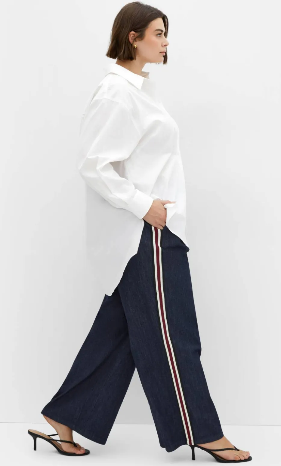 Alissa Side Stripe Denim Pant - dark wash