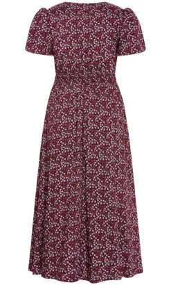 Aliya Floral Print Maxi Dress - berry