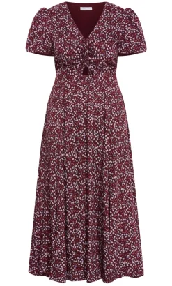 Aliya Floral Print Maxi Dress - berry