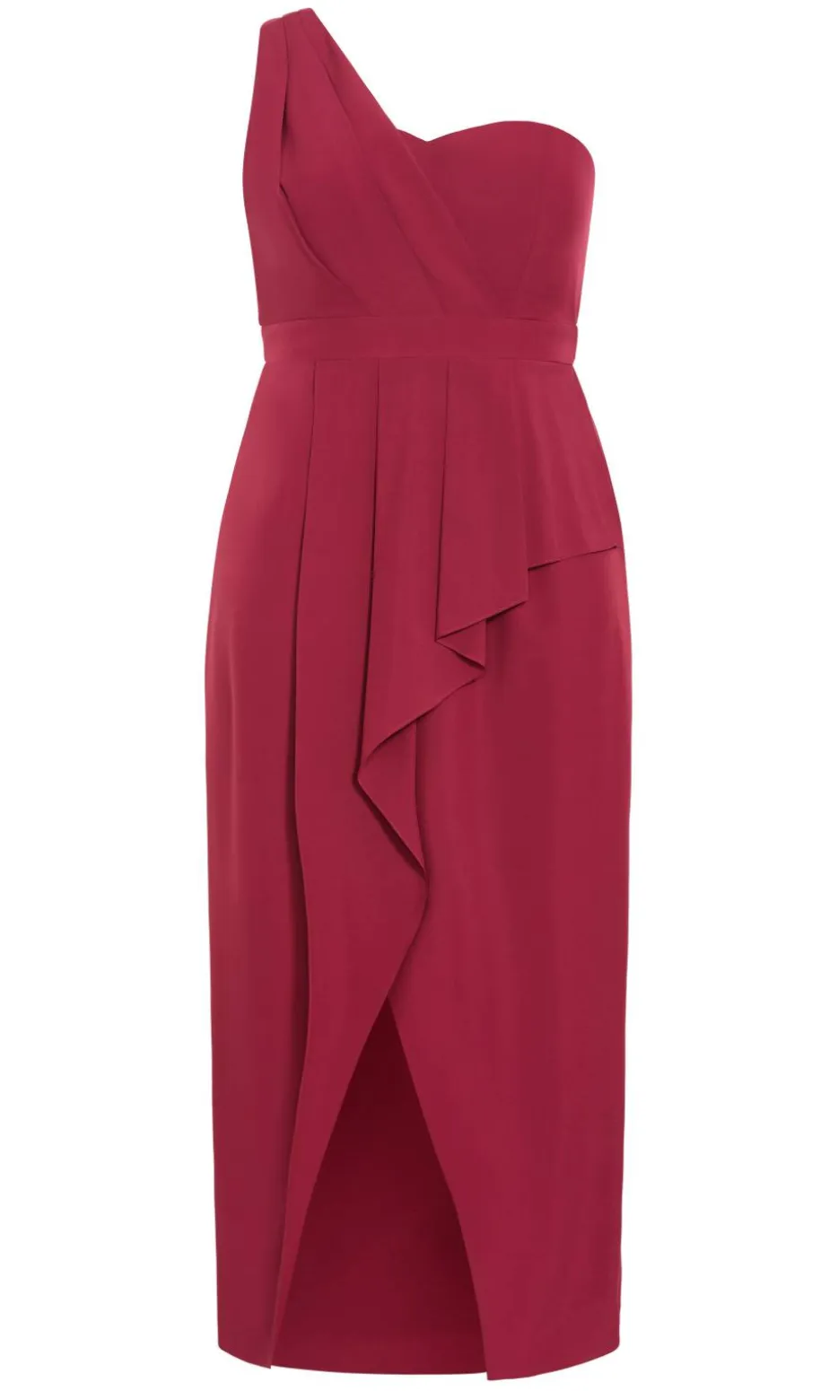 Allure One Shoulder Maxi Dress - currant