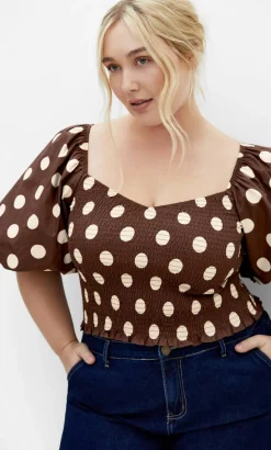 Amari Spot Print Top - chocolate