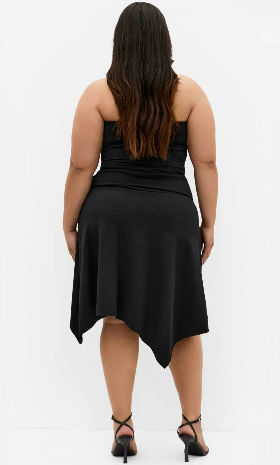 Amber Halter Asymmetrical Hem Dress - black
