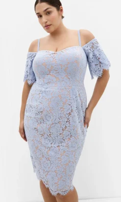Amelia Lace Midi Dress - powder blue