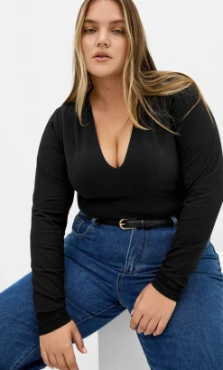 Amelia Long Sleeve Bodysuit - black