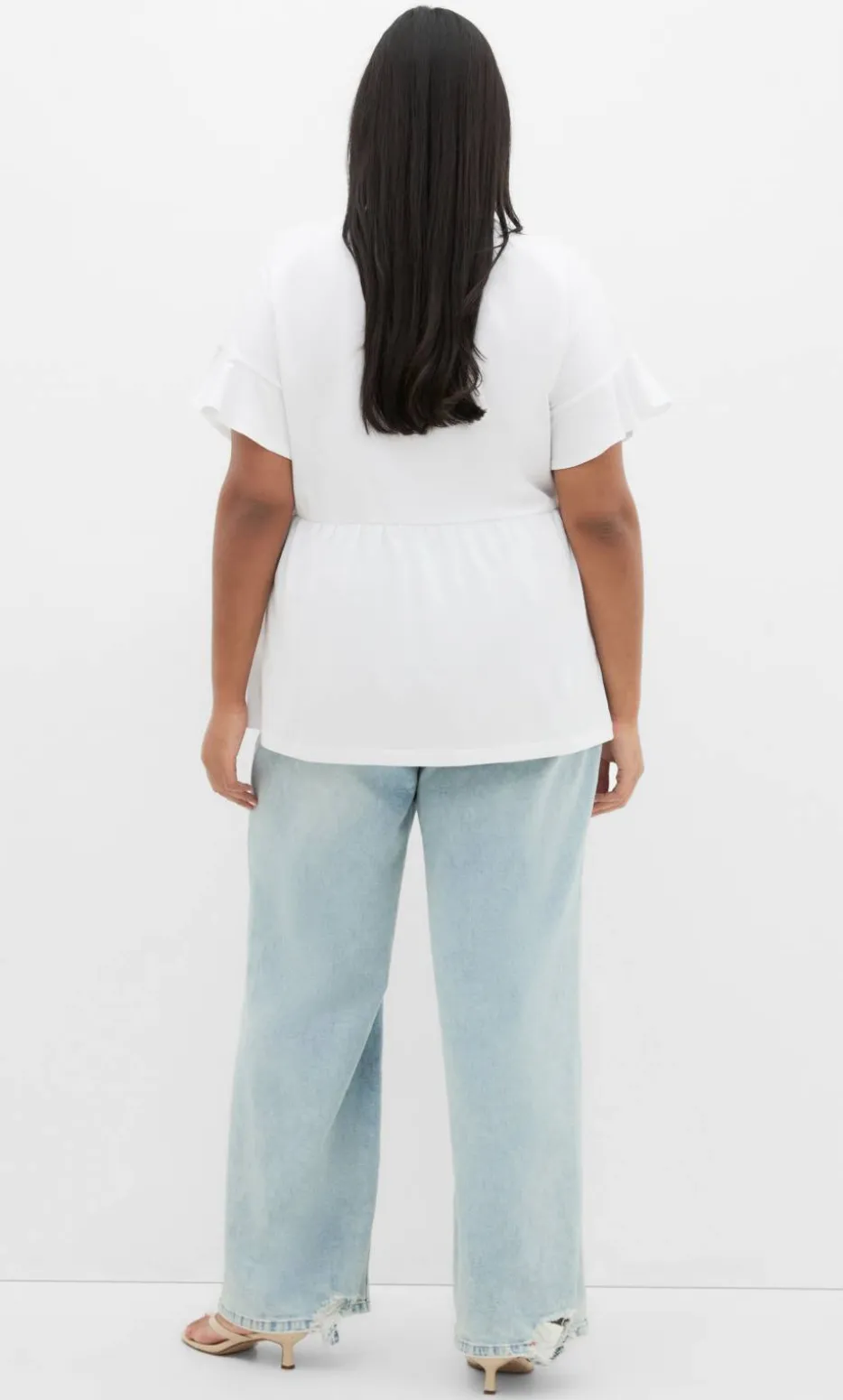 Amelia Peplum Tee - white