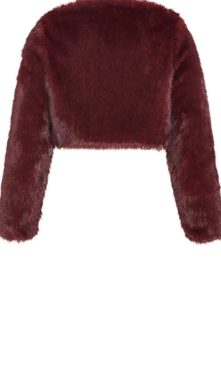 Angel Faux Fur Crop Jacket - bordeaux