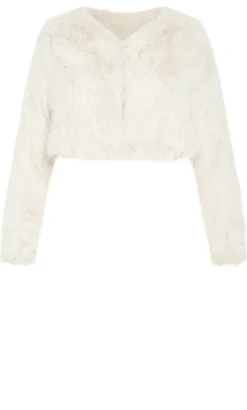 Angelica Faux Fur Crop Jacket - oat