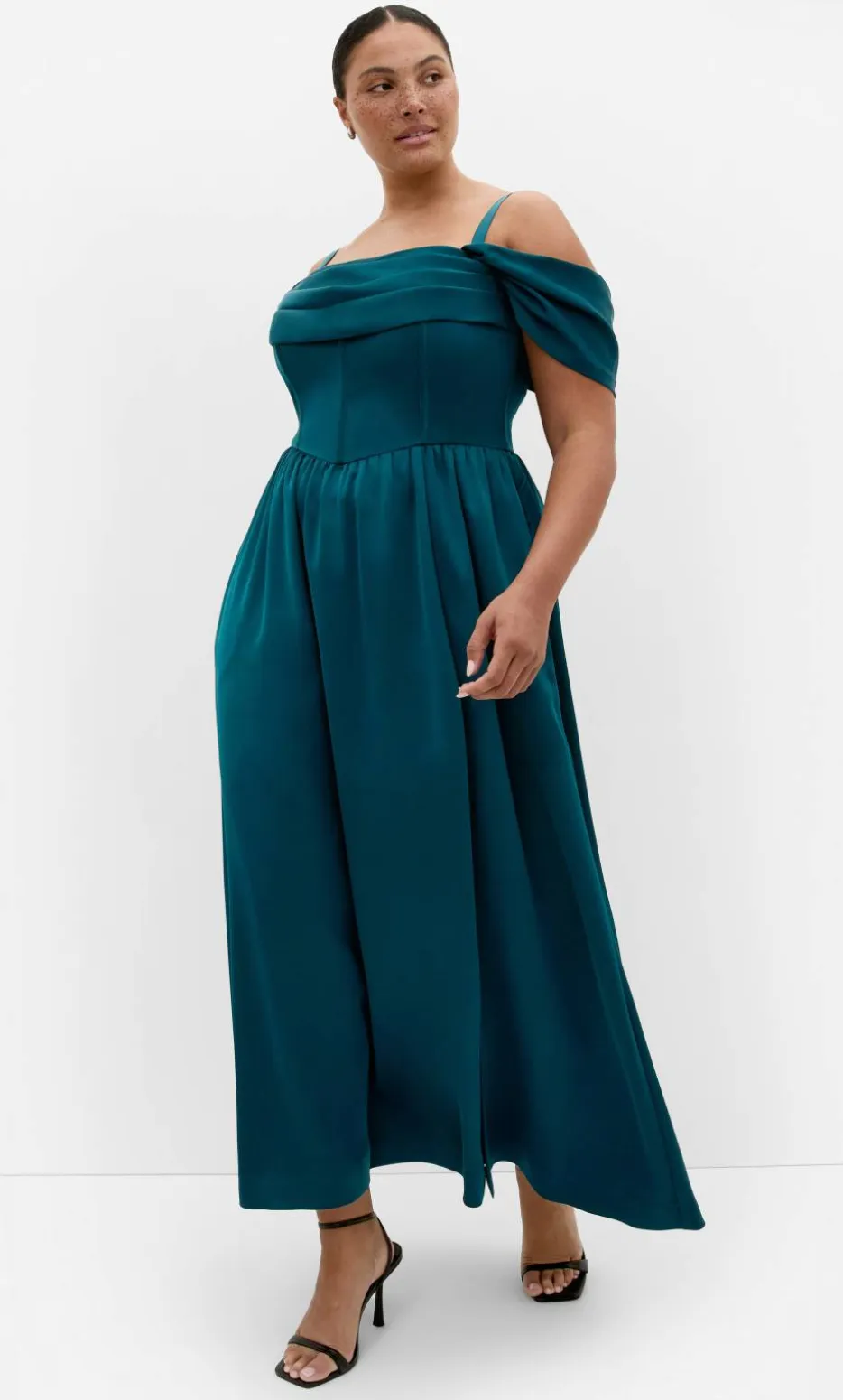 Angel Love Off Shoulder Maxi Dress - emerald