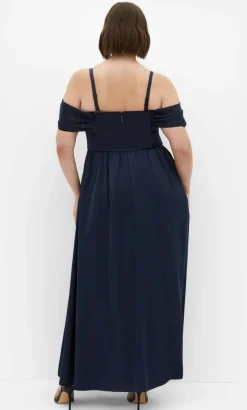 Angel Love Off Shoulder Maxi Dress - navy
