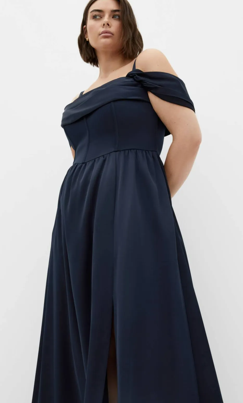Angel Love Off Shoulder Maxi Dress - navy
