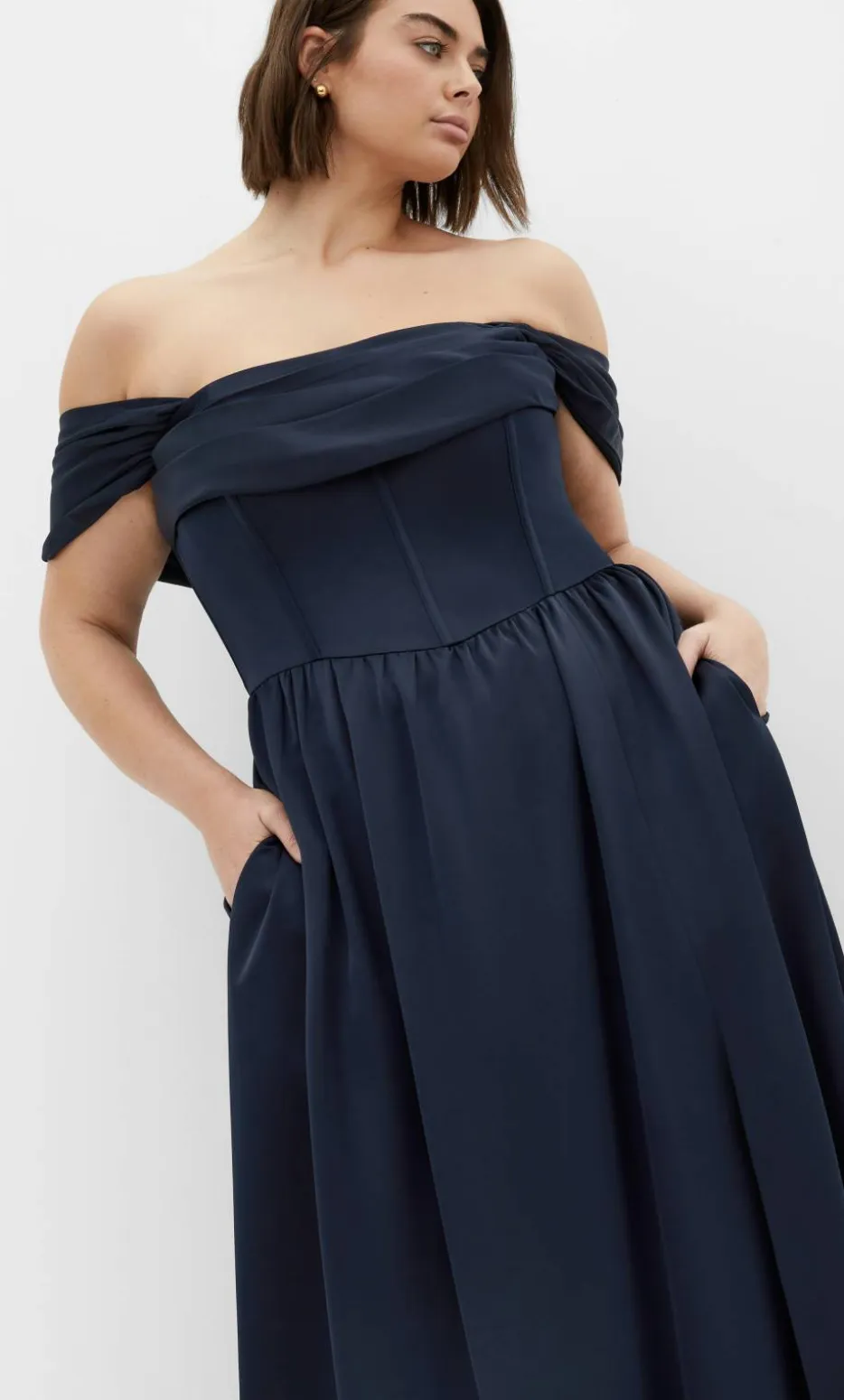 Angel Love Off Shoulder Maxi Dress - navy