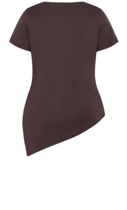 Angled Hem Cotton Tee - espresso