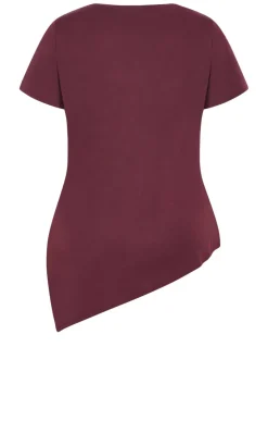Angled Hem Cotton Tee - wildberry