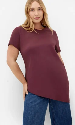 Angled Hem Cotton Tee - wildberry