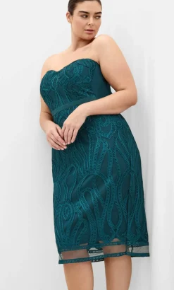 Antonia Strapless Midi Dress - emerald