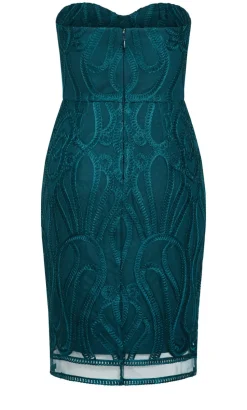 Antonia Strapless Midi Dress - emerald