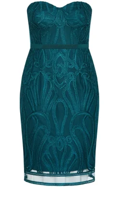 Antonia Strapless Midi Dress - emerald