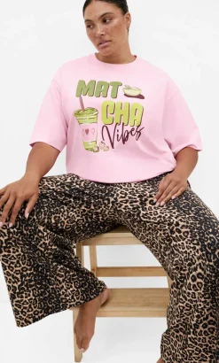 Arabella Leopard Print Pyjama Pant - stone