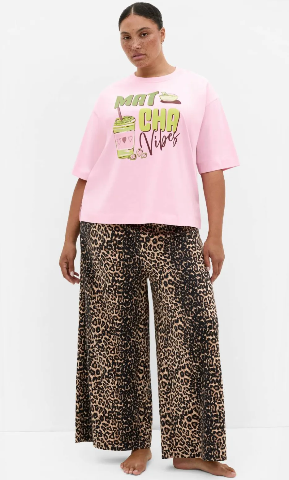 Arabella Leopard Print Pyjama Pant - stone