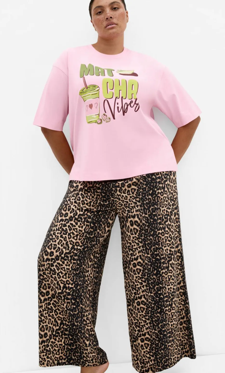 Arabella Leopard Print Pyjama Pant - stone