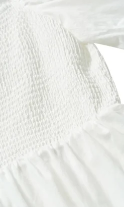 Ariella Puff Sleeve Midi Dress - ivory