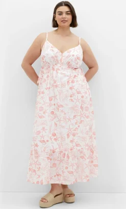 Ari Print Maxi Dress - white