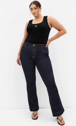 Asha Fit Jasmin Flare Leg Regular Jean - dark wash