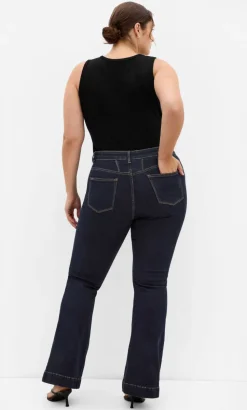Asha Fit Jasmin Flare Leg Regular Jean - dark wash
